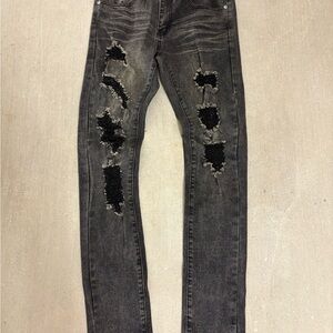 Men's Distressed Gray Skinny Jeans